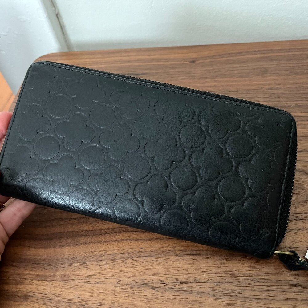 Clover print Comme des Garcon Continental wallet Black Large Zip around
